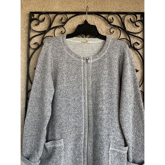 Eileen Fisher Zip Up Jacket - Size Large - Gray/Ivory - Picture 4 of 11